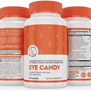Legacy Wellness Eye Candy Eye Vitamins with Lutein, Zeaxanthin, Calcium, Biotin, Copper, Zinc Pills + Supports Vision Health in Aging Adults + Eye Strain From Too Much Screen Time, Dry Eye Supplements