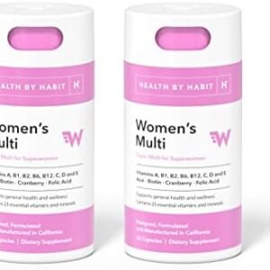 Health By Habit Womens Multi Supplement 2 Pack (120 Capsules) - 23 Essential Vitamins and Minerals, Supports General Health & Wellness, Non-GMO, Sugar Free (2 Pack)