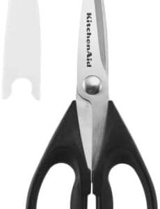 KitchenAid All Purpose Kitchen Shears with Protective Sheath for Everyday use, Dishwasher Safe Stainless Steel Scissors with Comfort Grip, 8.72-Inch, Black