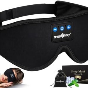 MUSICOZY Sleep Headphones Bluetooth 5.2 Headband Sleeping Headphones Sleep Eye Mask, Wireless Music Earbuds Earphones for Side Sleepers Men Women Air Travel Cool Tech Gadgets Unique Gifts