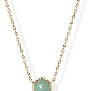 PAVOI 14K Gold Plated Gemstone Pendant Necklace | Dainty Chain Necklaces for Women | Amethyst, Green Fluorite, Labradorite, Rose Quartz Gemstone Pendants