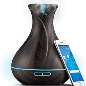 Smart WiFi Wireless Essential Oil Aromatherapy 400ml Ultrasonic Diffuser & Humidifier with Alexa & Google Home Phone App & Voice Control - Create Schedules - LED & Timer Settings Dark Brown