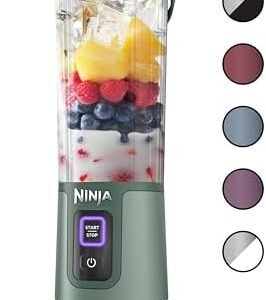 Ninja BC151EM Blast Portable Blender, Cordless, 18oz. Vessel, Personal Blender-for Shakes & Smoothies, BPA Free, Leakproof-Lid & Sip Spout, USB-C Rechargeable, Dishwasher Safe Parts, Forest Green