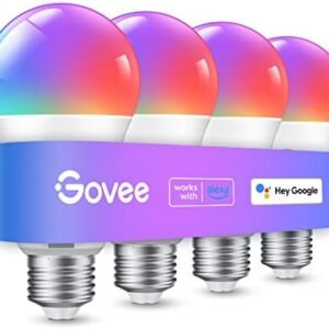Govee Smart Light Bulbs, WiFi & Bluetooth Color Changing Light Bulbs, Music Sync, 54 Dynamic Scenes, 16 Million DIY Colors RGBWW, Work with Alexa, Google Assistant Home App, 800 Lumens, 4 Pack