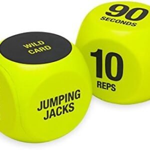 SPRI Exercise Dice (6-Sided) - Game for Group Fitness & Exercise Classes - Includes Push Ups, Squats, Lunges, Jumping Jacks, Crunches & Wildcard ( Carrying Bag)