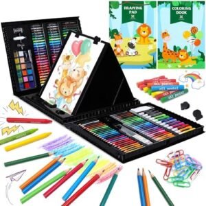 Art Supplies Kit, 276 PCS Art Set for Kids, Art Kits, Art Drawing Kit with Double Sided Trifold Easel Box with Oil Pastels, Crayons, Colored Pencils, Paint Brush, Watercolor Cakes