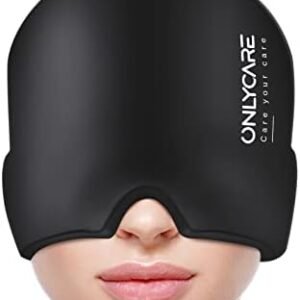 ONLYCARE Migraine Relief Cap, Upgraded Odorless Migraine Ice Head Wrap, Headache Relief Hat for Migraine, Headache Eyes Mask Gel ice Cold Pack