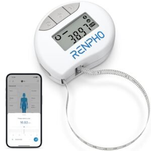 RENPHO Smart Tape Measure, Body Measuring Tape for Weight Loss, Bluetooth Body Measurement Tape with App, Body Fat Measurement Device for Muscle Gain, Fitness Shape, Locking, Retractable, 60in /150cm