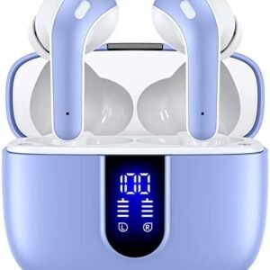 TAGRY Bluetooth Headphones True Wireless Earbuds 60H Playback LED Power Display Earphones with Wireless Charging Case IPX5 Waterproof in-Ear Earbuds with Mic for Smart Phone Laptop TV Computer Sports