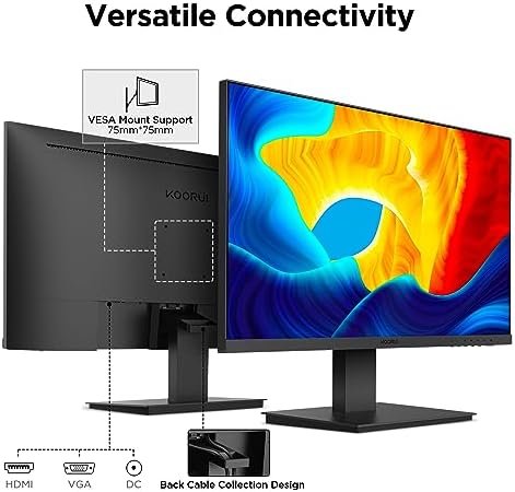 KOORUI 24 Inch Computer Monitor, FHD 1920 x 1080p Office PC Monitor Display 75Hz, HDMI, VGA, VESA Mountable, Frameless, Eye Protection and Ergonomic Tilt Adjustment, Black - Image 6