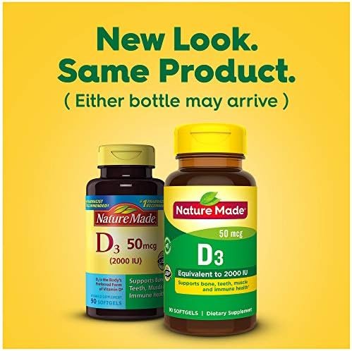 Nature Made Vitamin D3 2000 IU (50 mcg), Dietary Supplement for Bone, Teeth, Muscle and Immune Health Support, 90 Softgels, 90 Day Supply - Image 11
