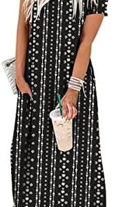 ANRABESS Women's Summer Casual Loose Short Sleeve Long T Shirt Dress Split Maxi Beach Sundress Travel Vacation Outfits