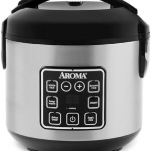 AROMA Digital Rice Cooker, 4-Cup (Uncooked) / 8-Cup (Cooked), Steamer, Grain Cooker, Multicooker, 2 Qt, Stainless Steel Exterior, ARC-914SBD
