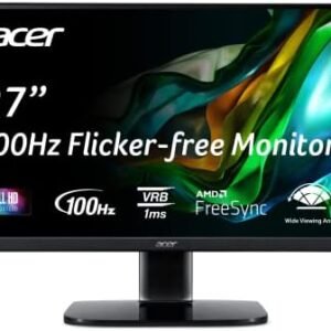 Acer KB272 EBI 27" IPS Full HD (1920 x 1080) Zero-Frame Gaming Office Monitor | AMD FreeSync Technology | Up to 100Hz Refresh | 1ms (VRB) | Low Blue Light | Tilt | HDMI & VGA Ports,Black