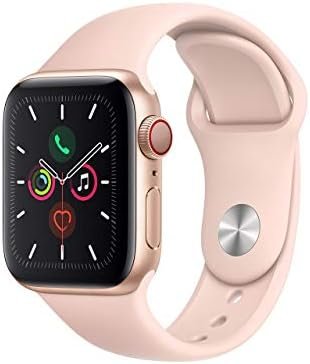 Apple Watch Series 5 (GPS + Cellular, 40MM) - Gold Aluminum Case with Pink Sport Band (Renewed)