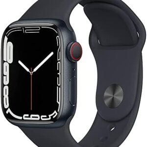 Apple Watch Series 7 GPS + Cellular, 45mm Midnight Aluminum Case with Midnight Sport Band - Regular (Renewed)