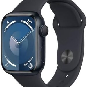 Apple Watch Series 9 [GPS 41mm] Smartwatch with Midnight Aluminum Case with Midnight Sport Band S/M. Fitness Tracker, ECG Apps, Always-On Retina Display, Water Resistant