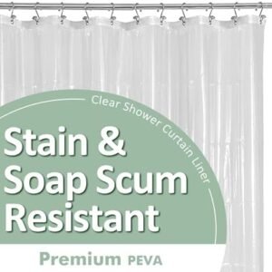 Barossa Design Plastic Shower Liner Clear - Premium PEVA Shower Curtain Liner with Rustproof Grommets and 3 Magnets, Waterproof Cute Lightweight Standard Size Shower Curtains for Bathroom - Clear