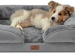 Bedsure Orthopedic Dog Bed for Medium Dogs - Waterproof Dog Sofa Beds Medium, Supportive Foam Pet Couch Bed with Removable Washable Cover, Waterproof Lining and Nonskid Bottom, Grey