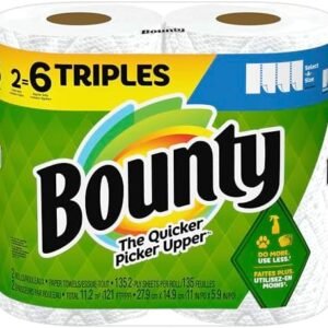 Bounty Select-A-Size Paper Towels, White, 2 Triple Rolls = 6 Regular Rolls