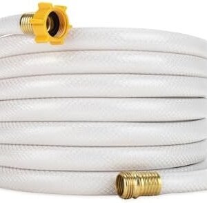 Camco TastePURE 25-Ft Water Hose - RV Drinking Water Hose Contains No Lead, No BPA & No Phthalate - Features Diamond-Hatch Reinforced PVC Design - 5/8” Inside Diameter, Made in the USA (22783)