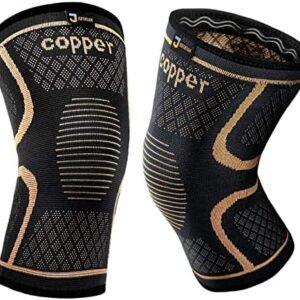 Copper Knee Braces for Men and Women (2 pack) -Knee Supports Copper Compression Knee Sleeve for Knee Pain, Arthritis, Sports and Recovery Support (Large)