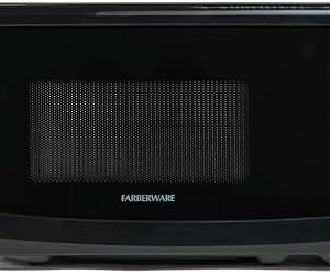 Farberware Countertop Microwave 700 Watts, 0.7 Cu. Ft. - Microwave Oven With LED Lighting and Child Lock - Perfect for Apartments and Dorms - Easy Clean Grey Interior, Retro Black