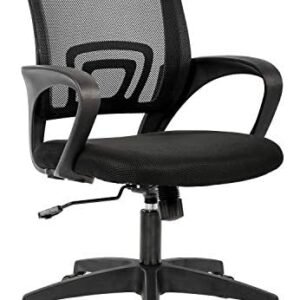 Home Office Chair Ergonomic Desk Chair Mesh Computer Chair with Lumbar Support Armrest Executive Rolling Swivel Adjustable Mid Back Task Chair for Women Adults, Black