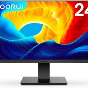 KOORUI 24 Inch Computer Monitor, FHD 1920 x 1080p Office PC Monitor Display 75Hz, HDMI, VGA, VESA Mountable, Frameless, Eye Protection and Ergonomic Tilt Adjustment, Black