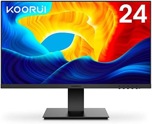KOORUI 24 Inch Computer Monitor, FHD 1920 x 1080p Office PC Monitor Display 75Hz, HDMI, VGA, VESA Mountable, Frameless, Eye Protection and Ergonomic Tilt Adjustment, Black