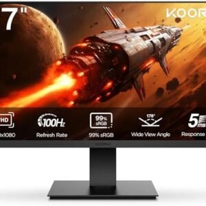 KOORUI 27 Inch Gaming Monitor, Full HD (1920 x 1080), 100Hz Built-in 2 Speakers, FreeSync, Ultra-Slim Bezels, VESA Mountable, Adjustable Tilt, HDMI, VGA,Black