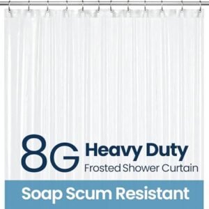 LiBa Waterproof Plastic Shower Curtain - Bathroom Shower Curtain Premium PEVA Non-Toxic with Rust Proof Grommets 8G Heavy Duty Bathroom Accessories 72x72 - Frosted