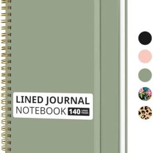 Lined Spiral Journal Notebook for Women & Men, 140 Pages, College Ruled Hardcover Notebook for Work & Note Taking, Journals for Writing, A5 - Green