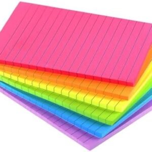 Lined Sticky Notes 4X6 in Bright Ruled Post Stickies Colorful Super Sticking Power Memo Pads Its, 45 Sheets/pad, 6 Pads/Pack