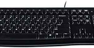 Logitech K120 Wired Keyboard for Windows, Plug and Play, Full-Size, Spill-Resistant, Curved Space Bar, Compatible with PC, Laptop - Black