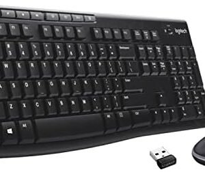 Logitech MK270 Wireless Keyboard And Mouse Combo For Windows, 2.4 GHz Wireless, Compact Mouse, 8 Multimedia And Shortcut Keys, For PC, Laptop - Black