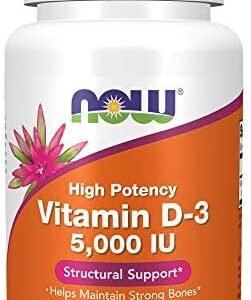 NOW Supplements, Vitamin D-3 5,000 IU, High Potency, Structural Support*, 120 Softgels