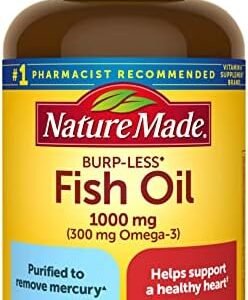 Nature Made Burpless Omega 3 Fish Oil Softgels - 1000mg for Heart Health, 150 Softgels, 75 Day Supply