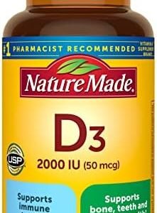 Nature Made Vitamin D3 2000 IU (50 mcg), Dietary Supplement for Bone, Teeth, Muscle and Immune Health Support, 90 Softgels, 90 Day Supply