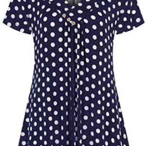 Ninedaily Women's Tunic Summer Short Sleeve Top Loose V Neck Dressy Shirt Blouse