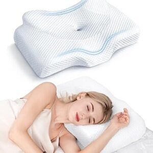 Osteo Cervical Pillow for Neck Pain Relief, Hollow Design Odorless Memory Foam Pillows with Cooling Case, Adjustable Orthopedic Bed Pillow for Sleeping, Contour Support for Side Back Sleepers