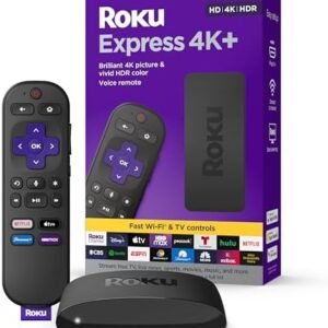 Roku Express 4K+ | Roku Streaming Device 4K/HDR, Roku Voice Remote, Free & Live TV