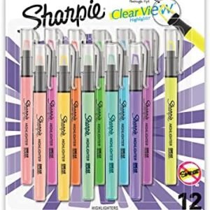 SHARPIE Highlighter, Clear View Highlighter with See-Through Chisel Tip, Stick Highlighter, Assorted, 12 Count