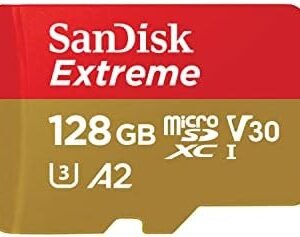 SanDisk 128GB Extreme microSDXC UHS-I Memory Card with Adapter - Up to 190MB/s, C10, U3, V30, 4K, 5K, A2, Micro SD Card - SDSQXAA-128G-GN6MA