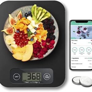 Smart Digital Food Scale for Weight Loss, Kitchen Food Scale Grams and Ounces with Nutritional Calculator, Food Weight Scale for Diet, Keto, Macro, Calorie, Cooking, Meal Prep 0.1oz/11lb
