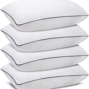 Standard Size Bed Pillows for Sleeping 4 Pack,Luxury Hotel Pillows,Comfortable and Supportive,Machine Washable,Suitable for Stomach,Back and Side Sleepers.