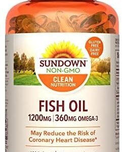 Sundown Fish Oil 1200 mg, Omega-3 Dietary Supplement, Supports Heart Health, 100 Softgels (Packaging May Vary)