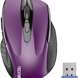 TECKNET Wireless Mouse, 2.4G Ergonomic Optical Mouse, Computer Mouse for USB-A Laptop, PC, Computer, Chromebook, Notebook, 6 Buttons, 24 Months Battery Life - Purple