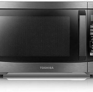 TOSHIBA EM131A5C-BS Countertop Microwave Ovens 1.2 Cu Ft, 12.4" Removable Turntable Smart Humidity Sensor 12 Auto Menus Mute Function ECO Mode Easy Clean Interior Black Color 1100W