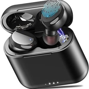 TOZO T6 (Classic Edition) True Wireless Earbuds Bluetooth 5.3 Headphones Touch Control with Wireless Charging Case IPX8 Waterproof Stereo Earphones in-Ear Built-in Mic Headset Premium Deep Bass Black